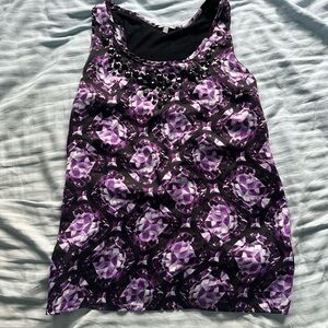 Charlotte Russe Purple and Black Sleeveless Scoop Neck Tank Top